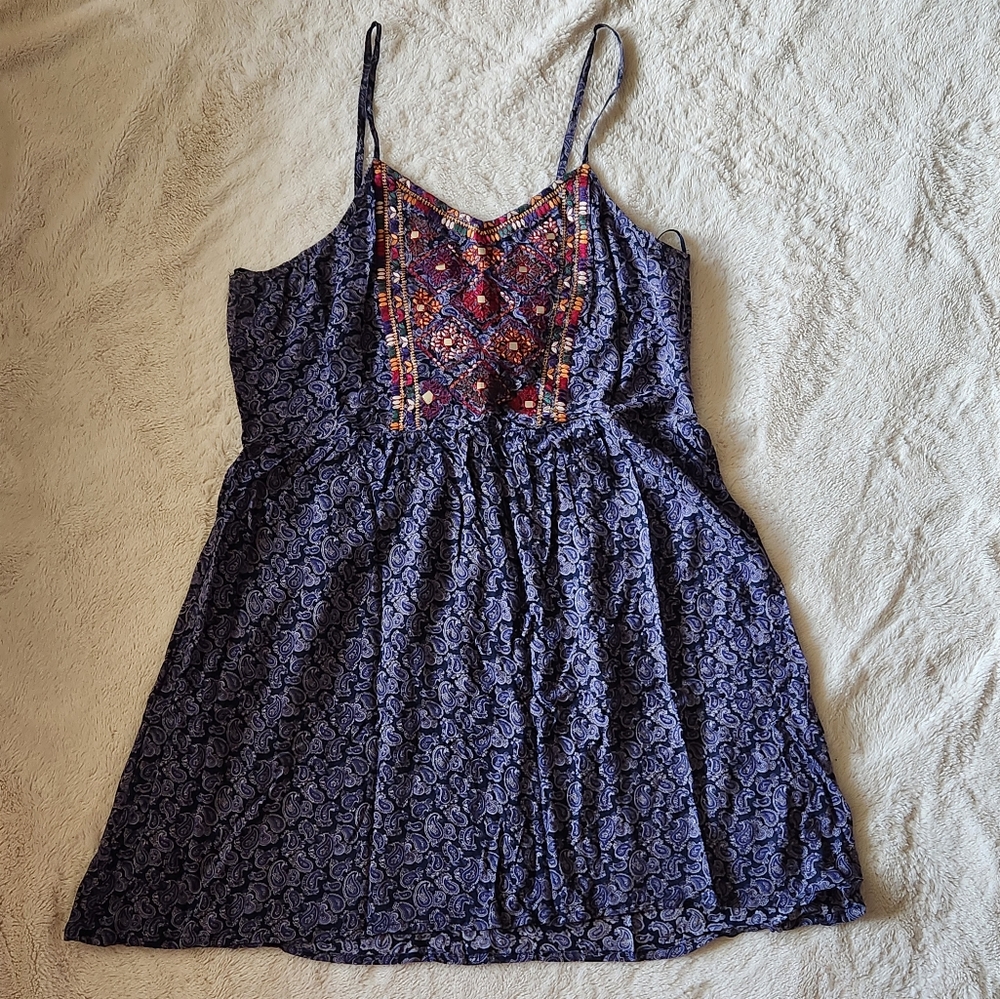 Embroidered Skater Mini Dress XL